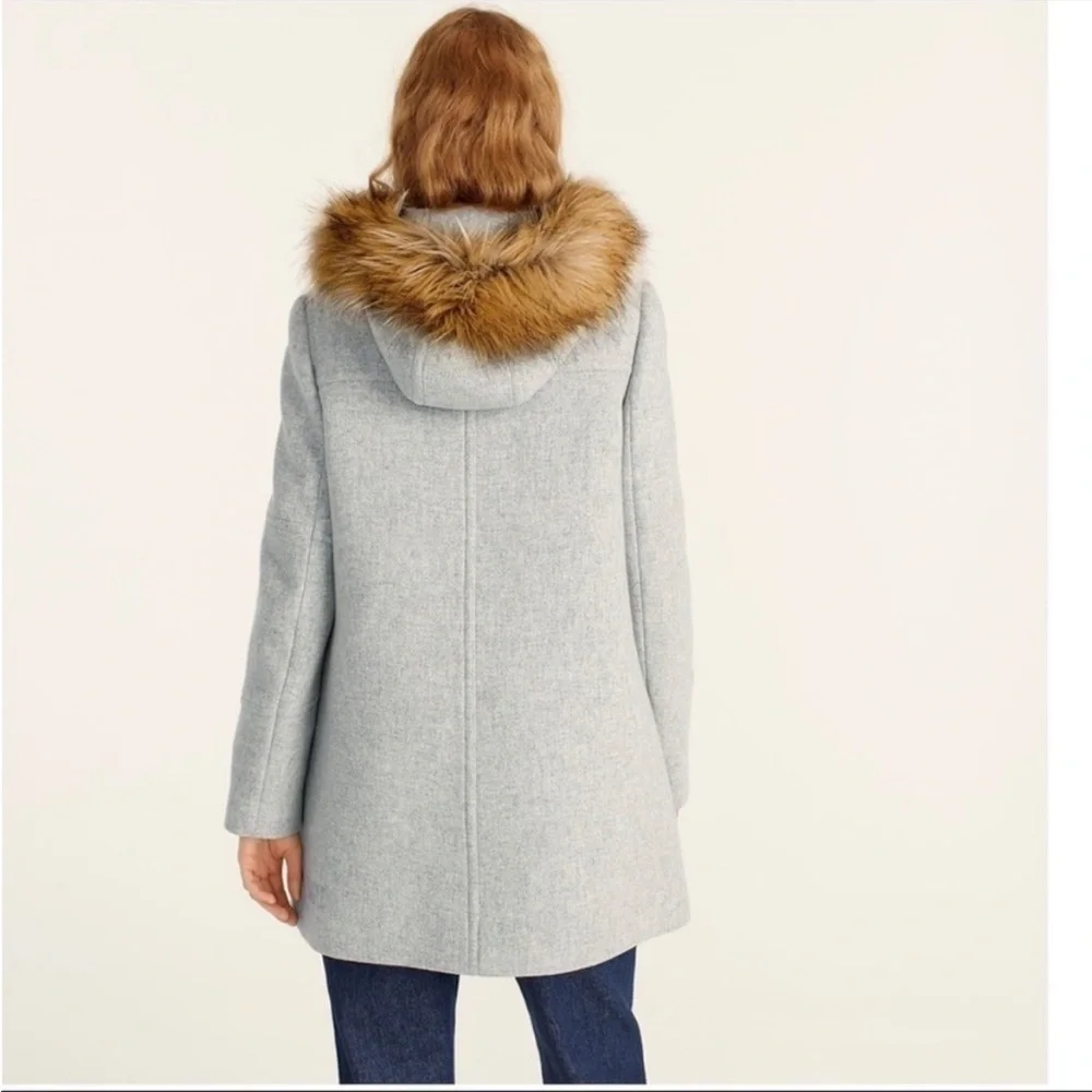 J. Crew Chateau Parka in Italian stadium-cloth wool Gray Coat Size 0 - Picture 3 of 12